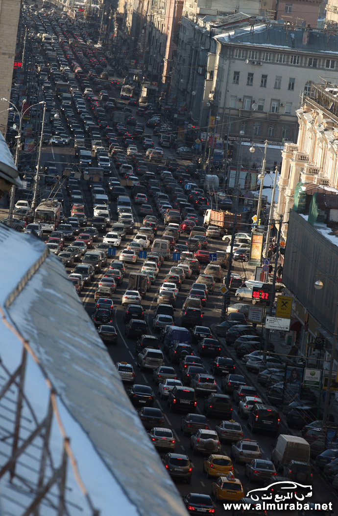 Traffic congestion in Tverskaya Street in Moscow