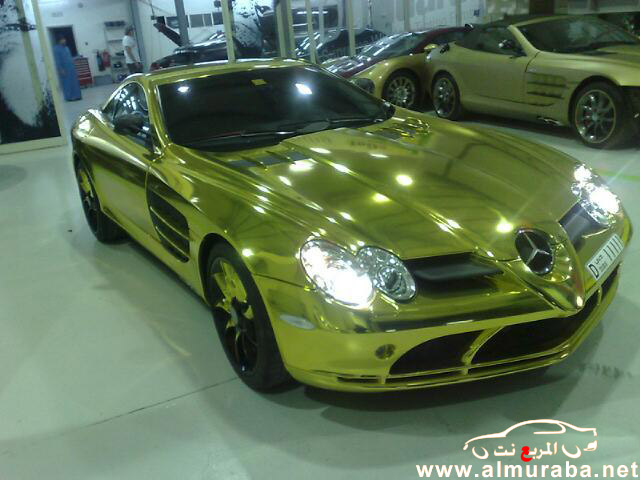 مرسيدس اس ال ار مغطية بالذهب الكامل في مدينة دبي بالصور Mercedes SLR Gold