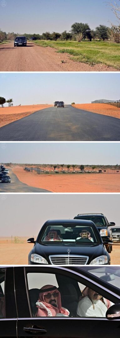 “بالصور” خادم الحرمين الشرفين الملك عبدالله يتجول بسيارته في روضة خريم