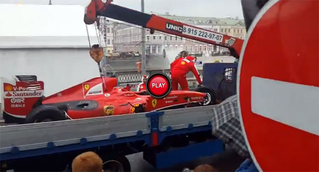 “فيديو” الياباني كاموي كوباياشي يحطم سيارة فيراري اف ون في موسكو Ferrari F1