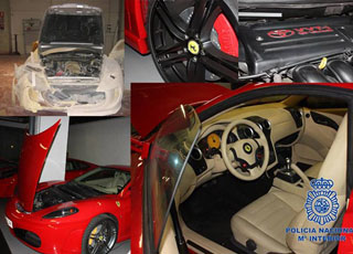 الشرطة الاسبانية تغلق مصنع يقوم بصناعة سيارات فيراري وهمية Fake Ferrari