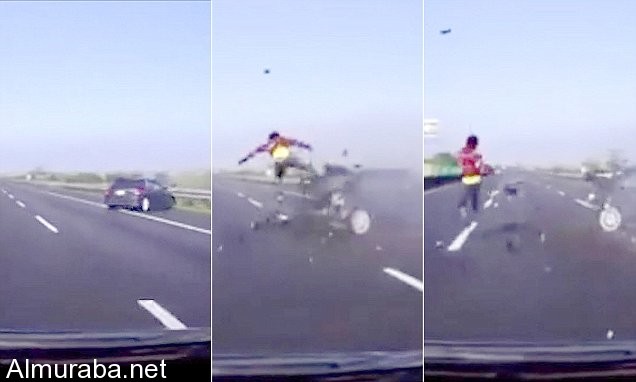 “فيديو” حادث مروع في تايوان لسيارة ترمي سائقها خارجها بعد اصطدامها في سياج حديدي