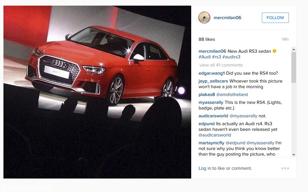 "صورة مسربة" لسيارة "أودي" RS3 السيدان العائلية القادمة Audi 2017 "صورة مسربة" لسيارة "أودي" RS3 السيدان العائلية القادمة Audi 2017 2