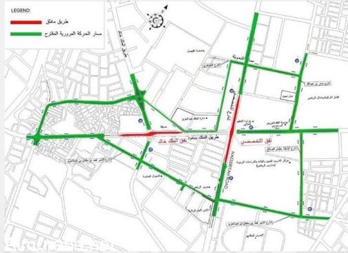 إغلاق نفقي طريق الملك سعود المتقاطعين مع الملك خالد والتخصصي “تعرف على الطرق البديلة”