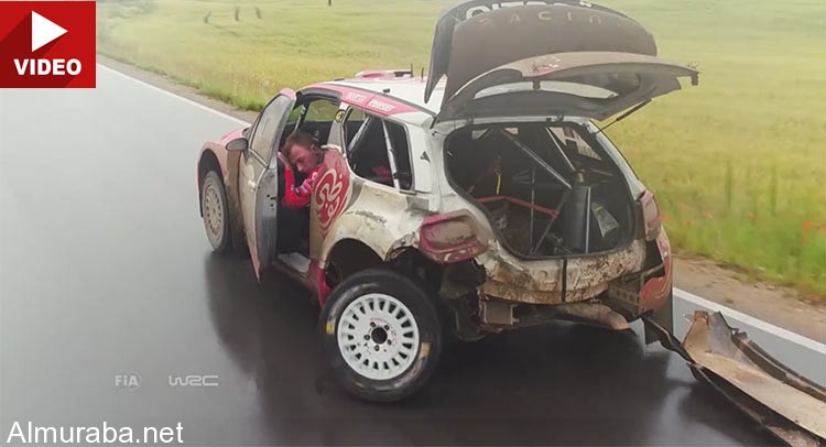 “فيديو” سائق في رالي بولندا يكمل السباق بعد ان تحطمت عجلات سيارته