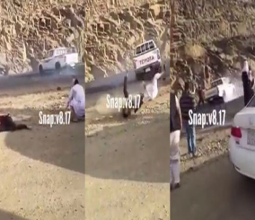 “فيديو“ شاهد مفحط يدهس المتجمهرين بأحد الطرق الجبلية