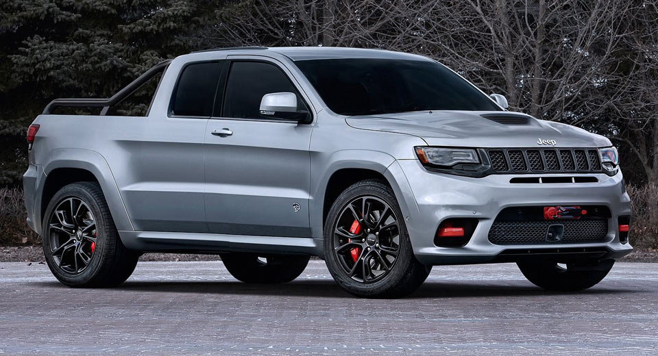 “صورة افتراضية” لشاحنة بيك أب “جيب” جراند شيروكي SRT هيلكات بقوة 707 حصان Jeep Grand Cherokee SRT Hellcat Pickup