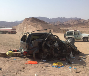 حادث تصادم أليم وجهًا لوجه بين سيارتين بمنطقة تبوك