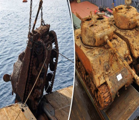 “فيديو” شاهد استخراج دبابتين من طراز “U-968” من البحر غرقتا فى عام 1945