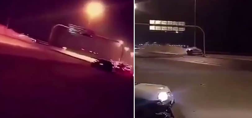 “فيديو” شاهد مفحط يطير سيارته وينجو بأعجوبة في الرياض
