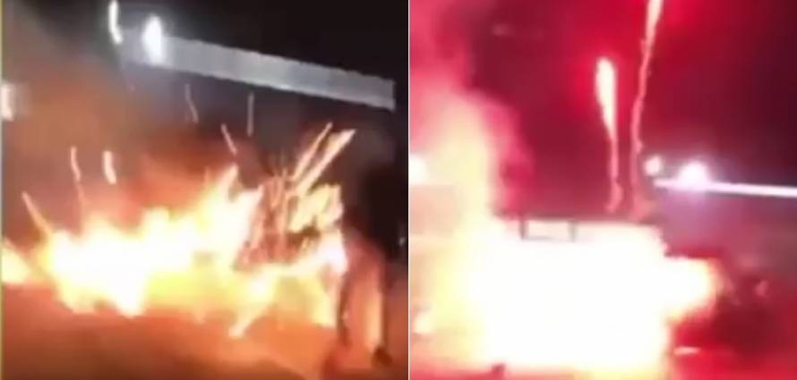 “بالفيديو” شاهد انفجار ألعاب نارية في صندوق سيارة
