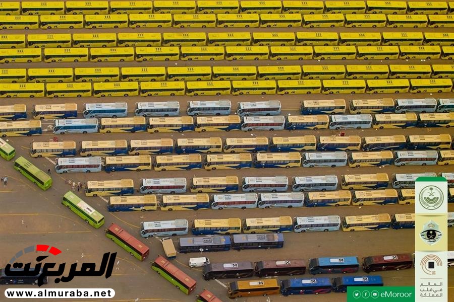 "بالصور" حافلات نقل الحجاج رسمت لوحة فنية متناسقة 1