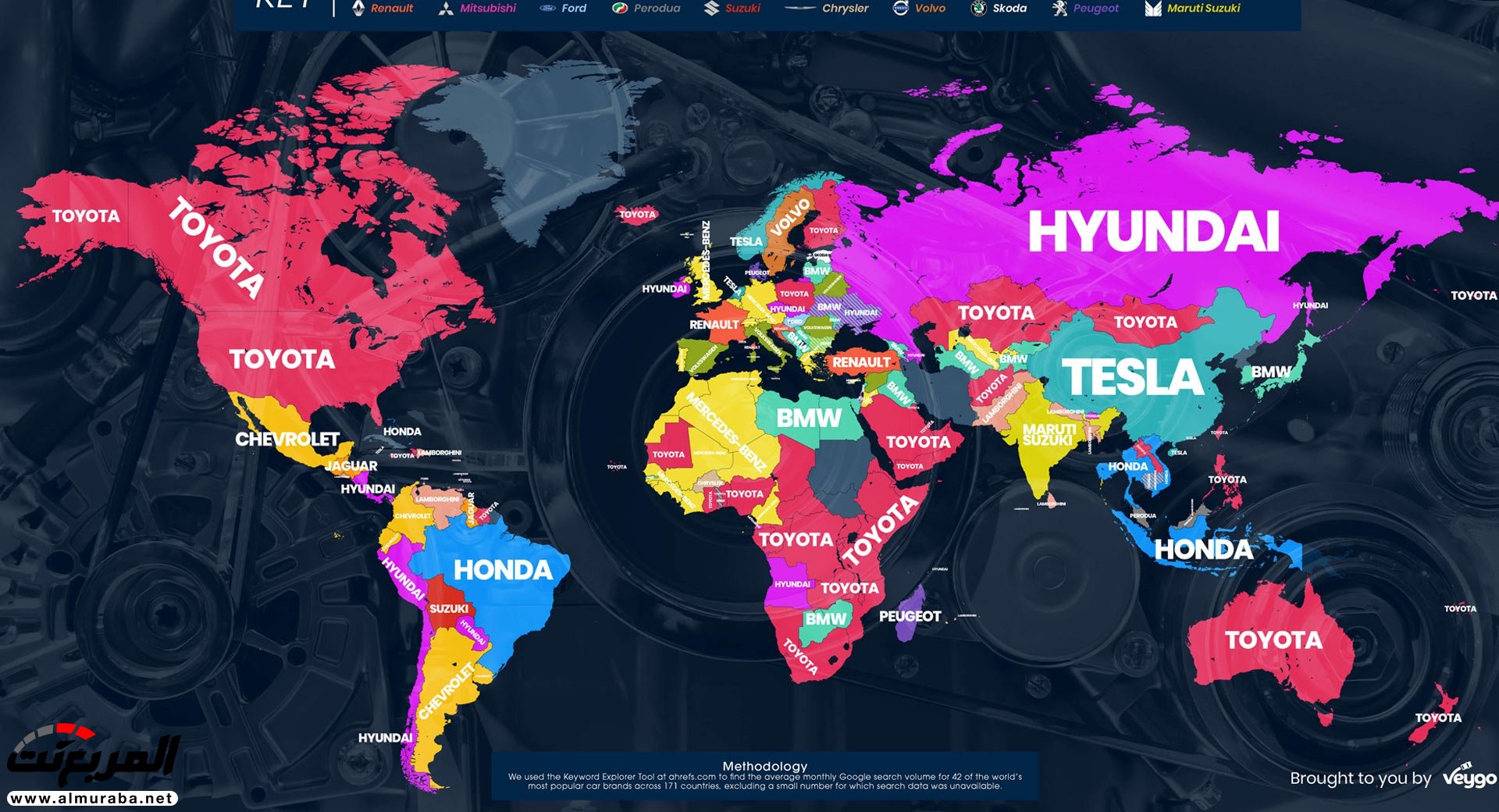 ما هي شركات السيارات الأكثر بحثاً على جوجل حول العالم والدول العربية؟ 1
