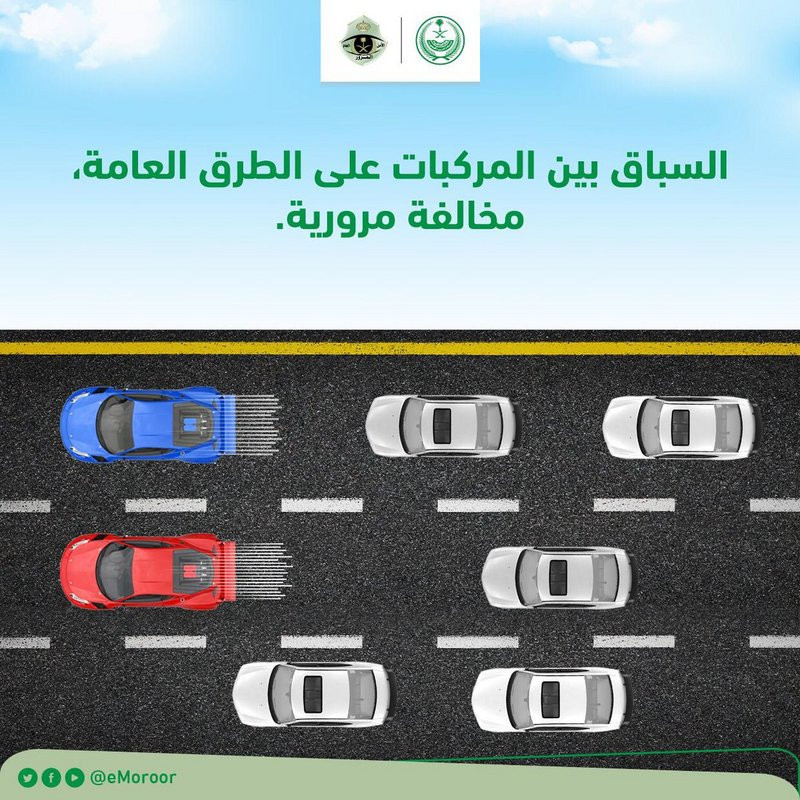 السير في مواكب والسباق على الطرق العامة يعدُّ مخالفة