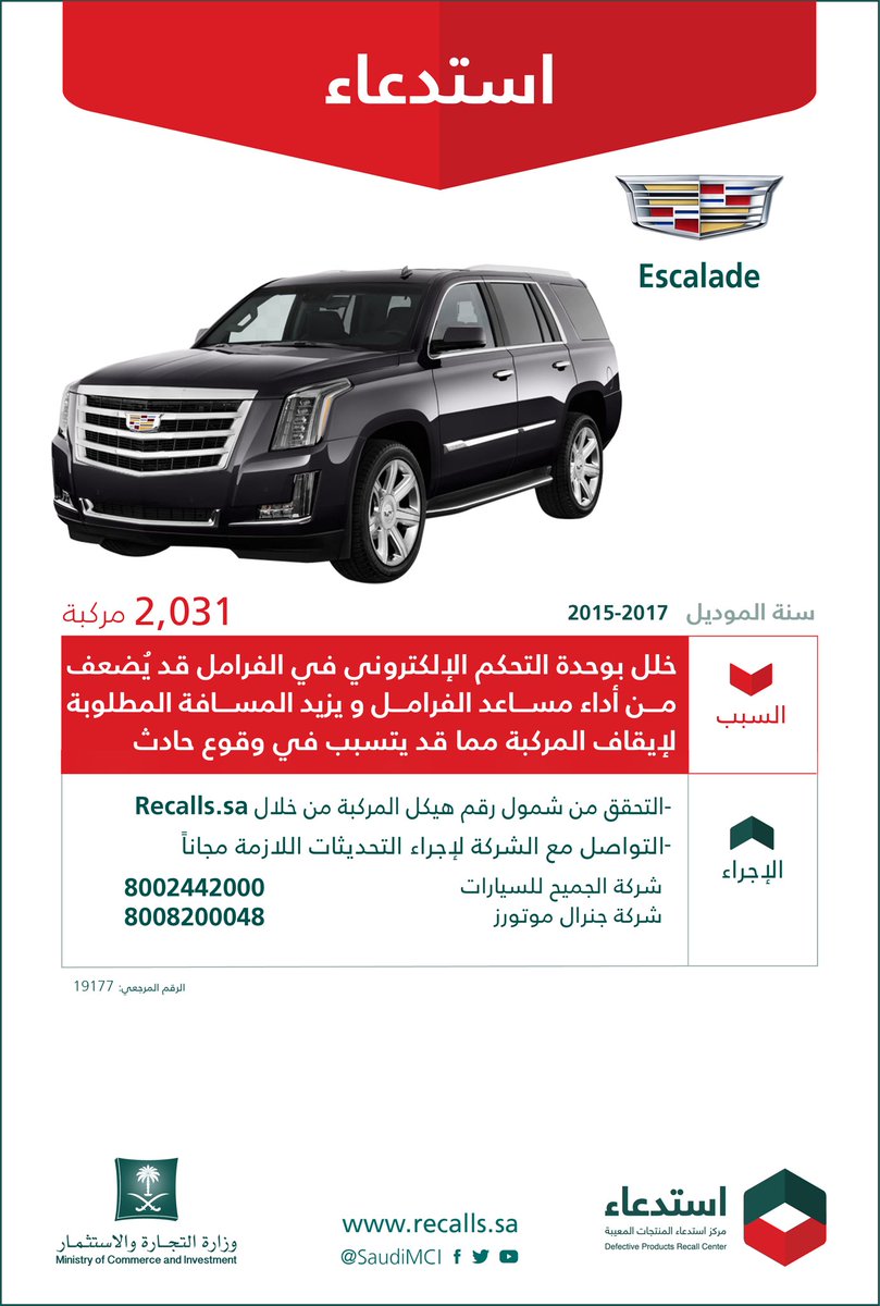 استدعاء 93,253 سيارة كاديلاك وشيفروليه وجي إم سي بالمملكة.. لخلل خطير استدعاء 93,253 سيارة كاديلاك وشيفروليه وجي إم سي بالمملكة.. لخلل خطير 4
