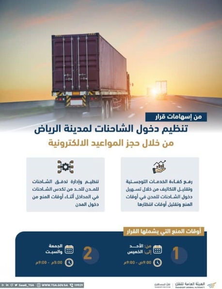اليوم.. بدء تطبيق دخول الشاحنات للرياض بمواعيد مسبقة اليوم.. بدء تطبيق دخول الشاحنات للرياض بمواعيد مسبقة 3