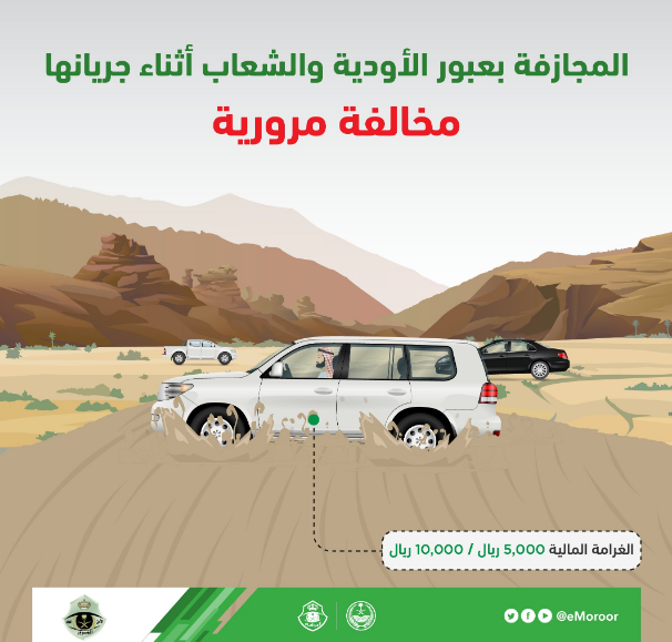 "الدفاع المدني" يحذر من عبور مجاري السيول ويوضح عقوبته "الدفاع المدني" يحذر من عبور مجاري السيول ويوضح عقوبته 4