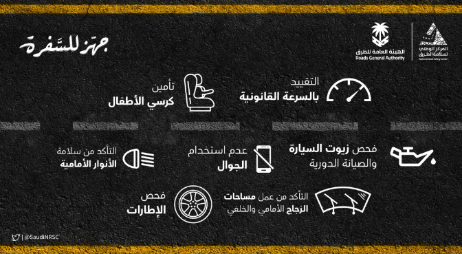 "هيئة الطرق" توجه نصائح هامة أثناء السفر للحفاظ على سلامتك "هيئة الطرق" توجه نصائح هامة أثناء السفر للحفاظ على سلامتك 4
