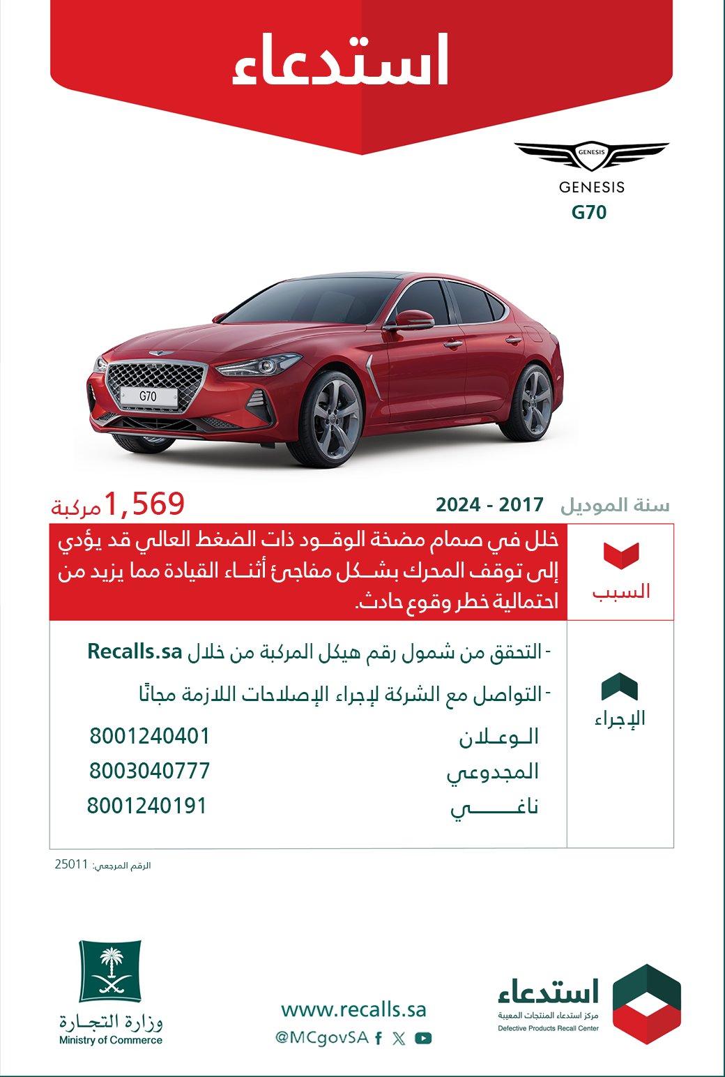 قائمة استدعاءات السيارات في السعودية بالربع الأول من 2025.. تعرف عليها قائمة استدعاءات السيارات في السعودية بالربع الأول من 2025.. تعرف عليها 8