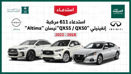 استدعاء 611 سيارة انفينيتي ونيسان موديلات 2018-2022 استدعاء 611 سيارة انفينيتي ونيسان موديلات 2018-2022