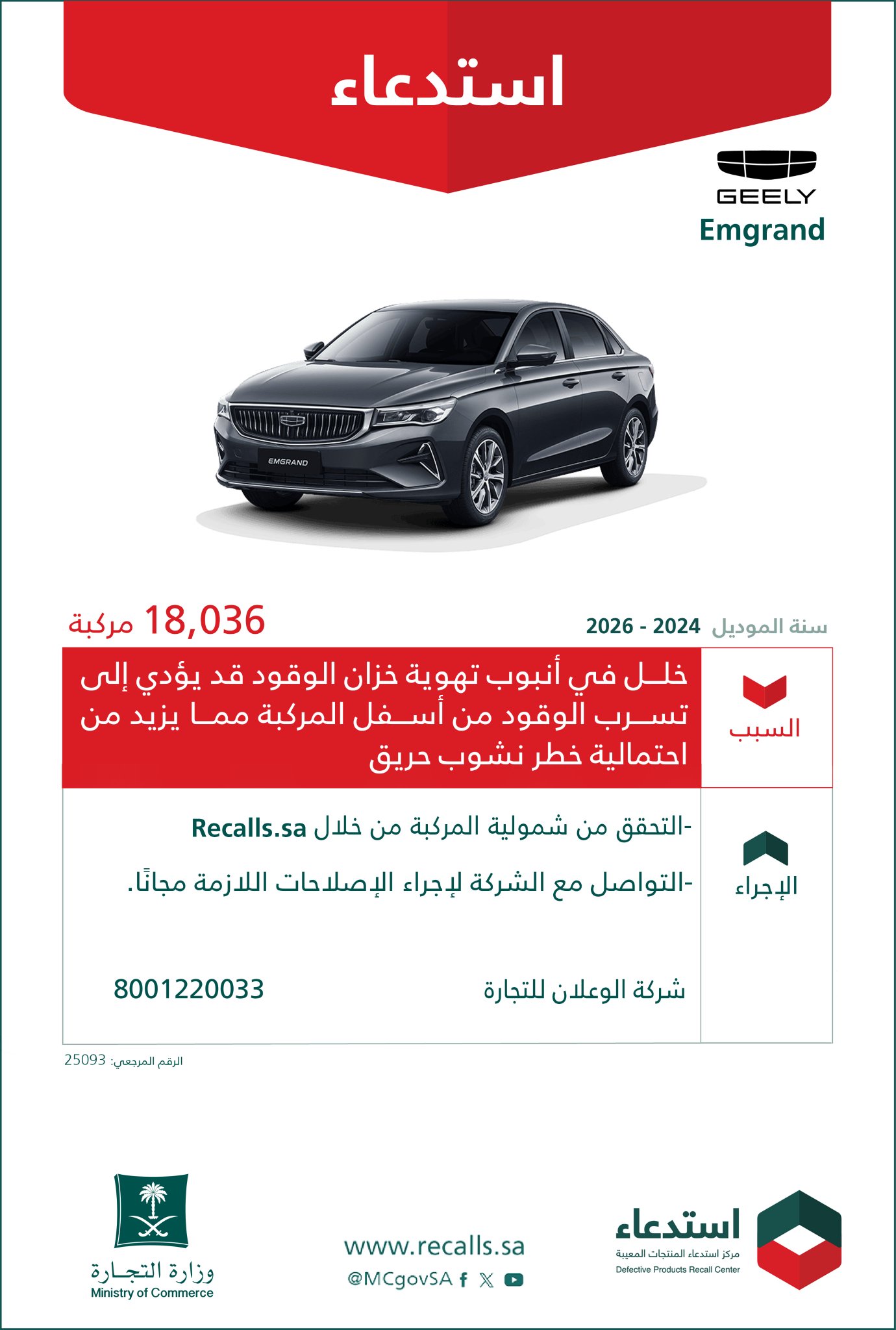 استدعاء 18036 سيارة جيلي امجراند