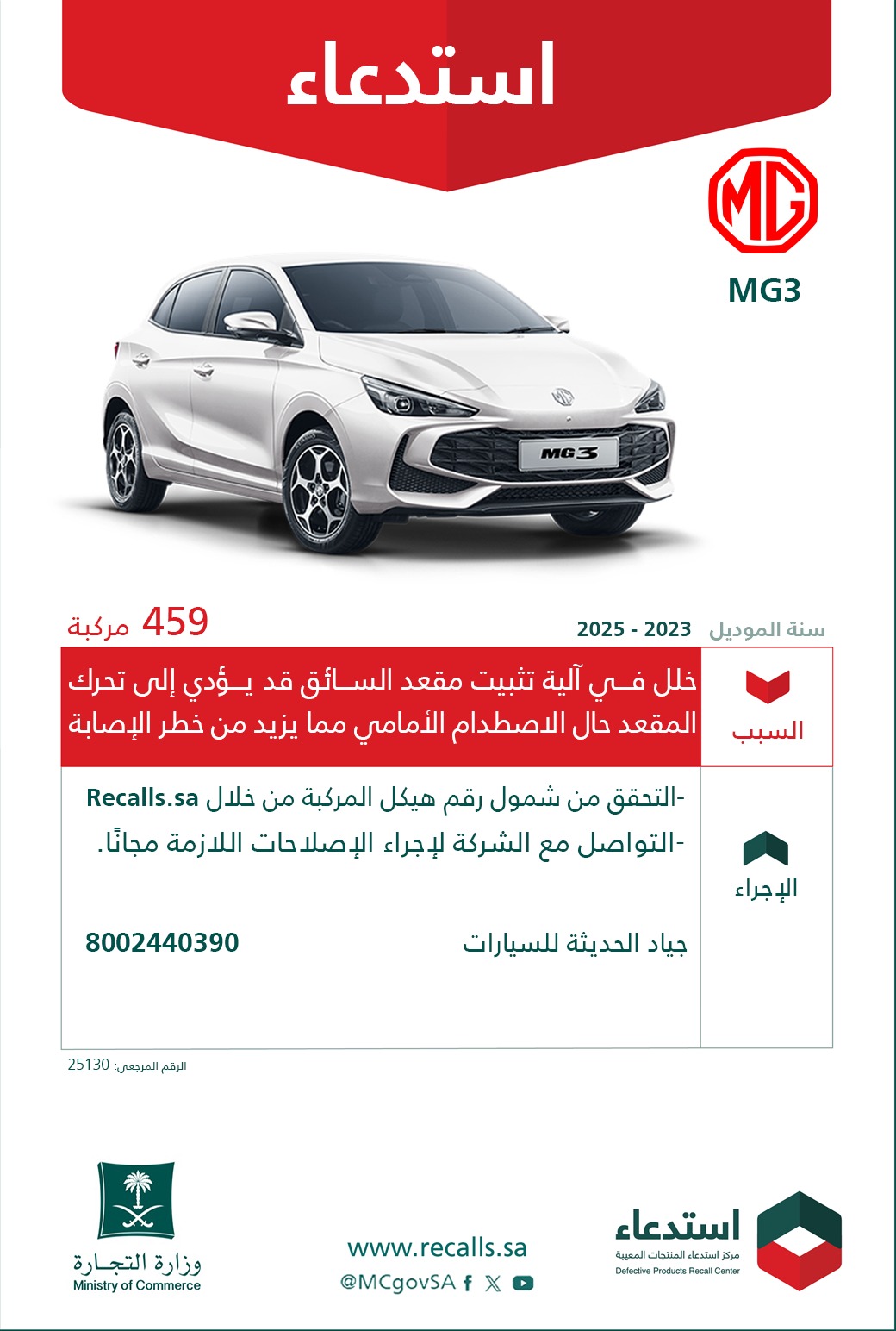 قائمة استدعاءات السيارات في السعودية بالرابع الأخير من عام 2025.. من بينها 4991 سيارة BMW 3