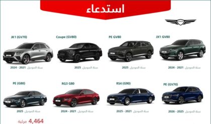 استدعاء 4464 سيارة جينيسيس طرازات مختلفة