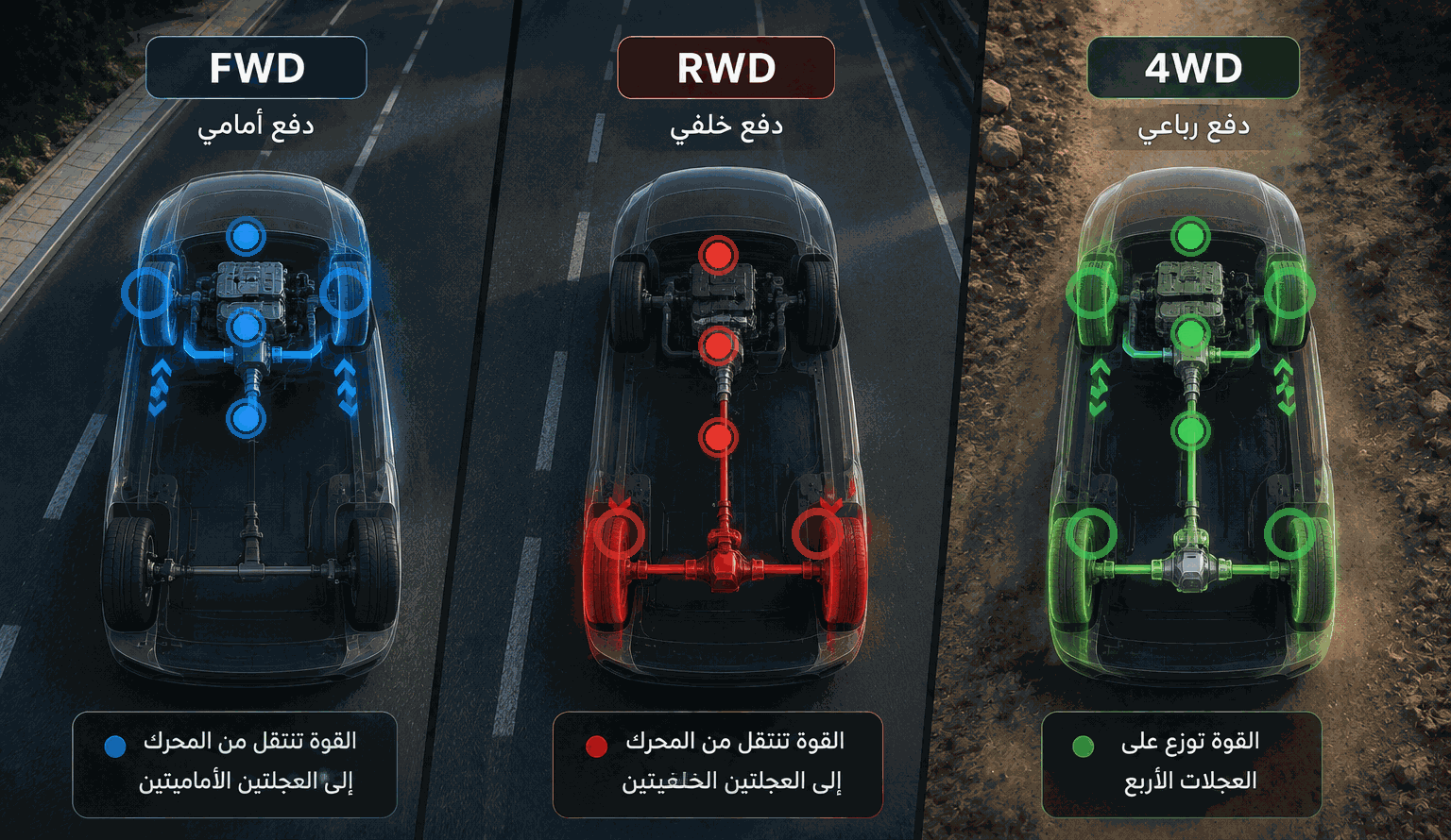 دفع أمامي أم خلفي أم رباعي.. أي نظام تحتاجه فعلًا في السعودية؟ دفع أمامي أم خلفي أم رباعي.. أي نظام تحتاجه فعلًا في السعودية؟ 1