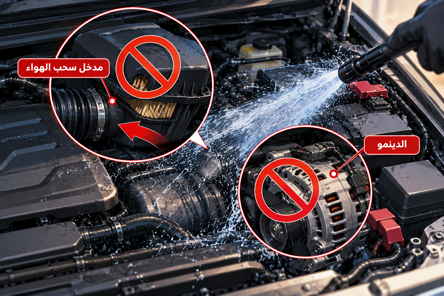 غسلت محرك السيارة بالماء ثم ظهرت أعطال كهربائية.. كيف تتجنب المشكلة؟