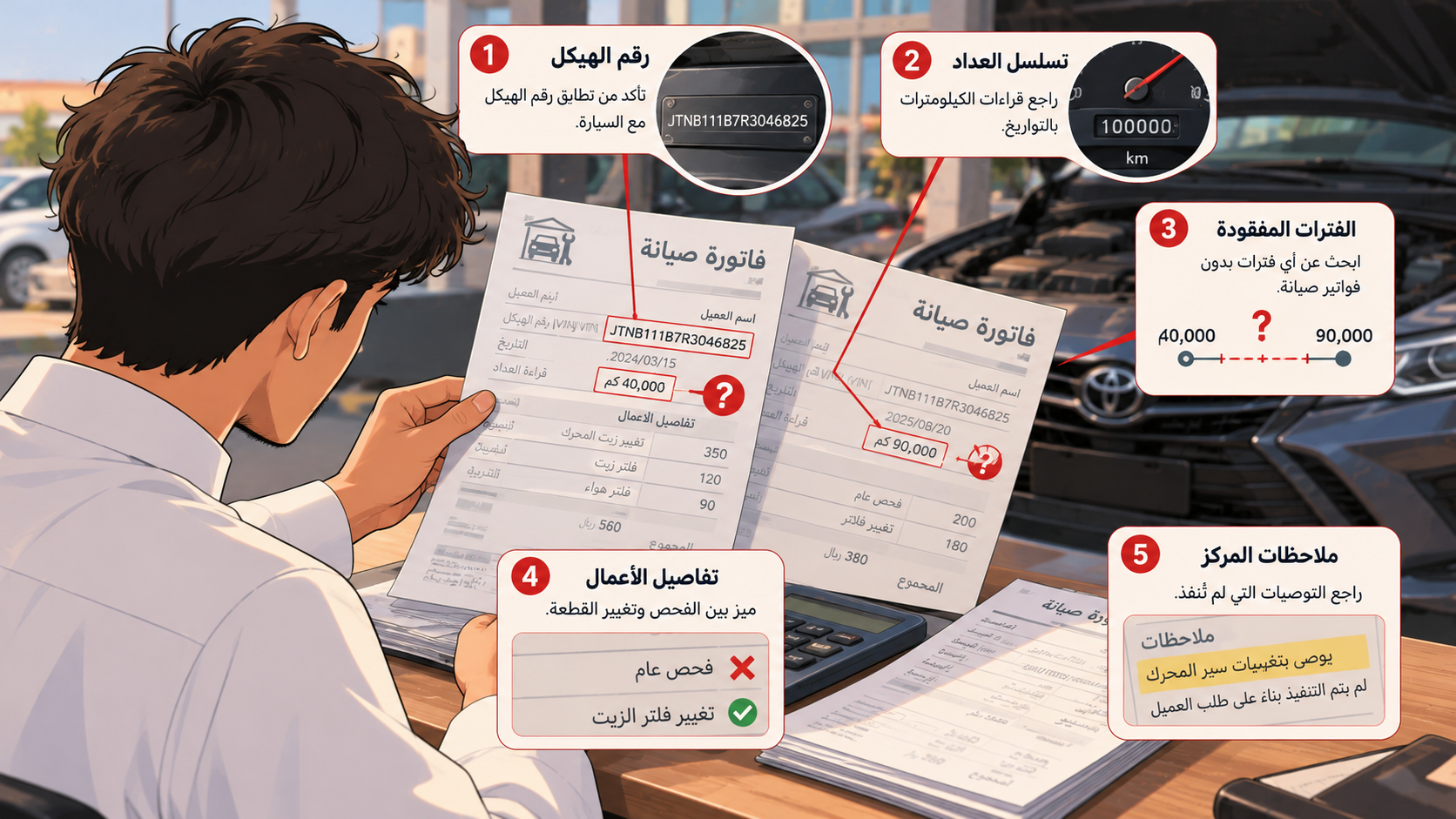 سجل صيانة السيارة المستعملة.. متى يستحق فرق السعر ومتى لا؟ سجل صيانة السيارة المستعملة.. متى يستحق فرق السعر ومتى لا؟