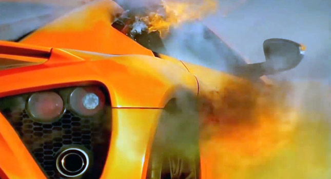 بالفيديو احتراق السيارة Zenvo ST1 اثناء اختبارها في برنامج توب جير