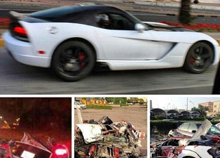 “بالصور” وفاة شاب كويتي جراء حادث شنيع بسيارته “دودج فايبر”